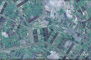 写真3．灌漑水路の分岐点と農地