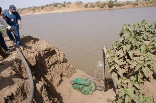 写真5．青ナイル川からの取水