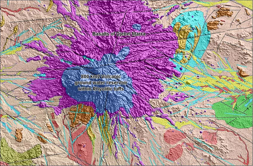  図3．Marra 山の地質図(出典：西ダルフール州水公社) 