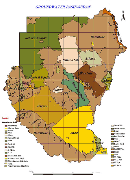 図1．スーダンの地下水盆分布図(出典：PWC)
